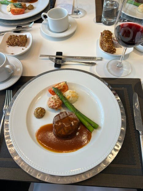 Steak served during our wedding menu tasting in Seoul
