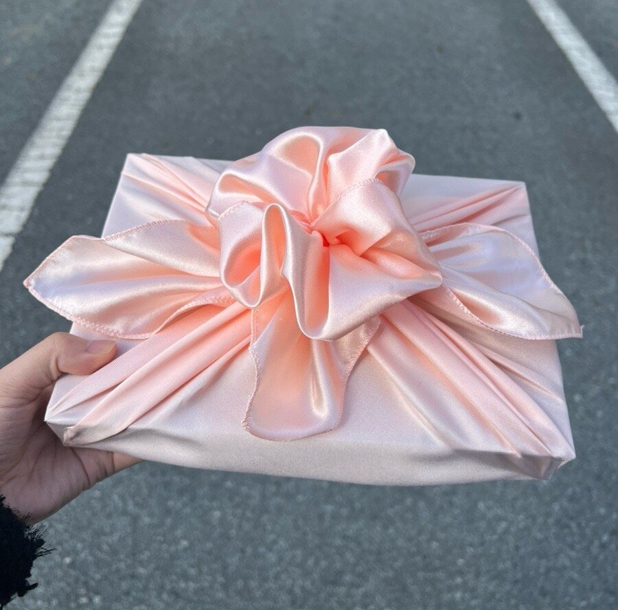 Korean wedding gift wrapped in traditional bojagi