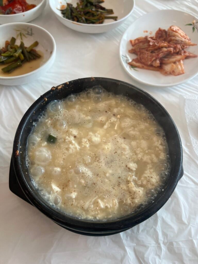Korean sundubu jjigae after visiting Mireuksa Temple Site in Iksan